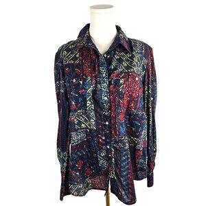 Lauren Ralph Lauren Vintage Floral Patchwork Button Down Shirt Professional Styl